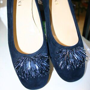 Sesto Meucci of Florence Navy Blue Suede Pump Size 9 with 1 1/2" Chunky Heel